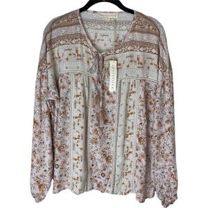 Lovestitch Floral Mixed Print Boho Top
